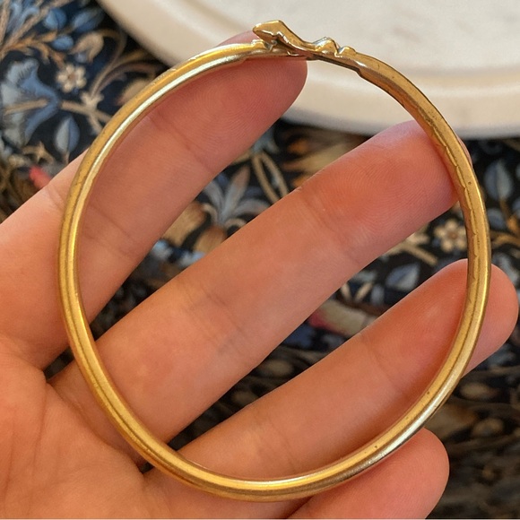 Rare Victorian Figa Fists Solid Brass Bypass Bracelet Diamond Pattern - Picture 7 of 15